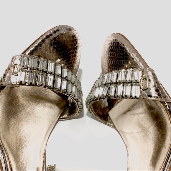 DUNE LONDON GOLDEN BEJEWELED ANKLE STRAP SANDALS - Picture 12 of 16